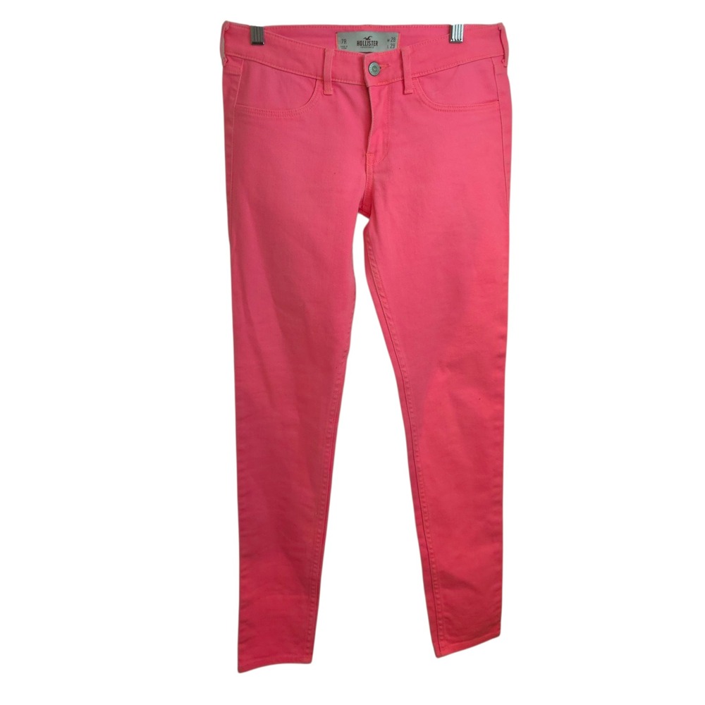 Hollister Skinny Jeans 28x29 Pink‎ Neon Pink Barbie Denim Slim Fit Womens Rave